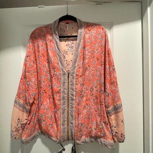 Free People Boho Multi-color Bomber Jacket